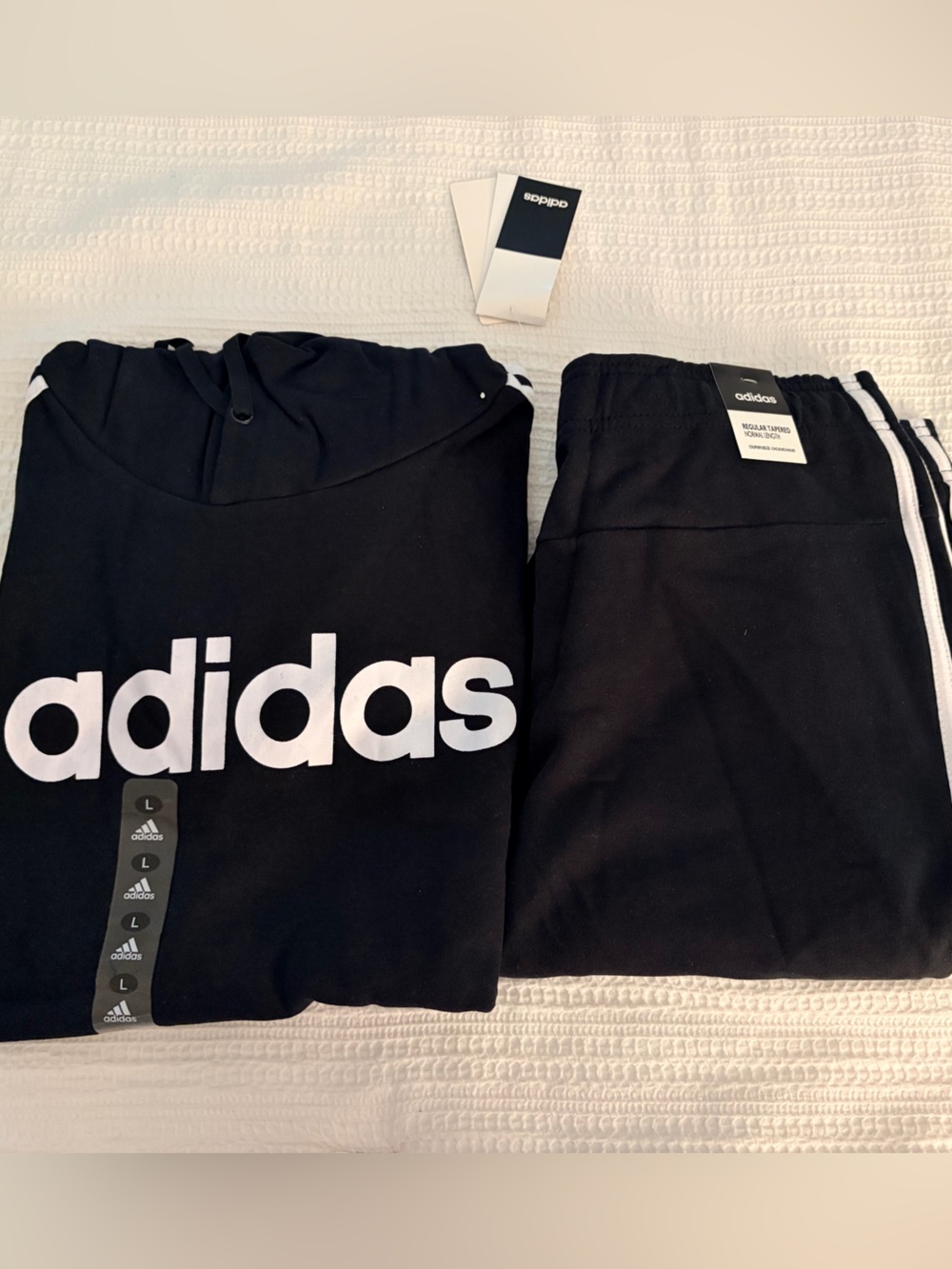 NWT adidas Black Hoodie & Joggers Set with White Logo